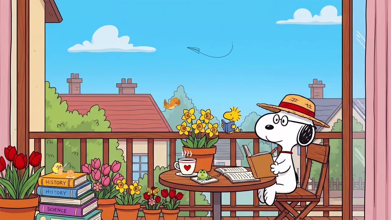Snoopy's Balcony Study 📚 Chill Lofi Beats ☕ for Focus & Peaceful Mornings