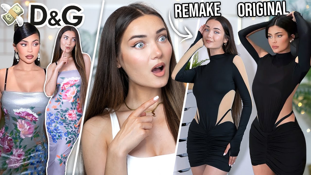 TRYING ON KYLIE JENNER DRESS REMAKES!
