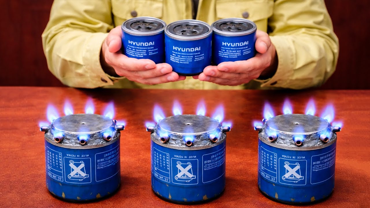 Don't throw away your old oil filter; it's a goldmine for making a 3-in-1 stove heater!
