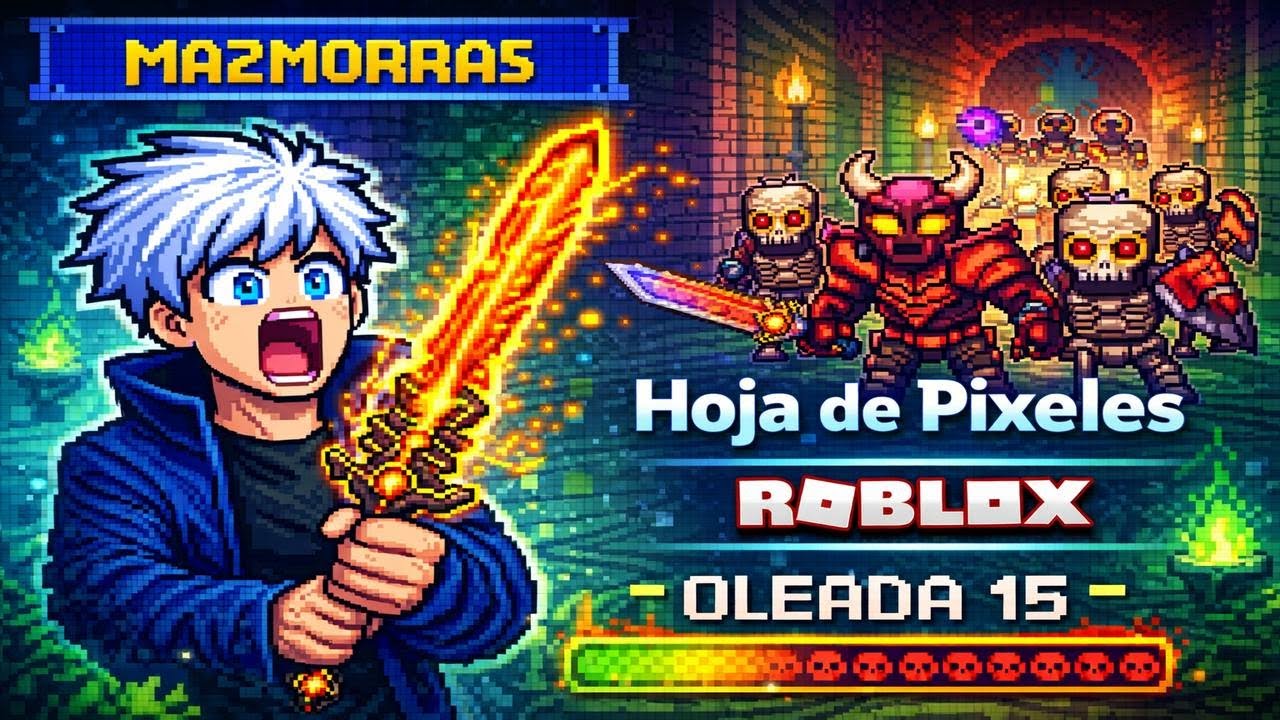 ¡SOBREVIVÍ a las MAZMORRAS por OLEADAS! ⚔️🔥 | Hoja de Píxeles Roblox Cap. 1
