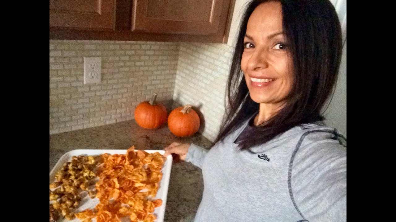 Cauliflower popcorn and sweet potato chips, heart healthy movie snacks