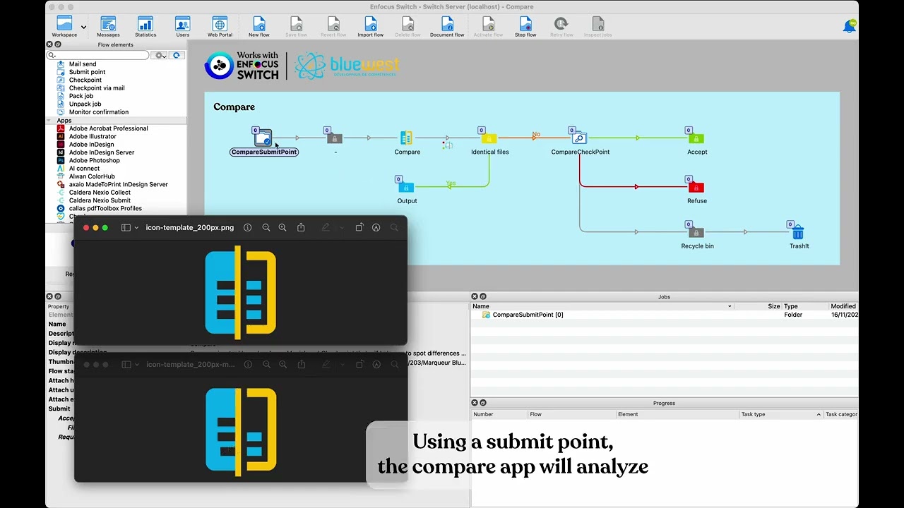 Интеграция на Enfocus Switch с Bluewest Compare