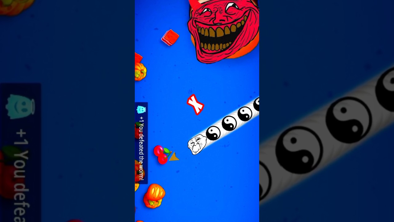 Unstoppable Snake with Troll Face | Epic Worms Zone Moment
