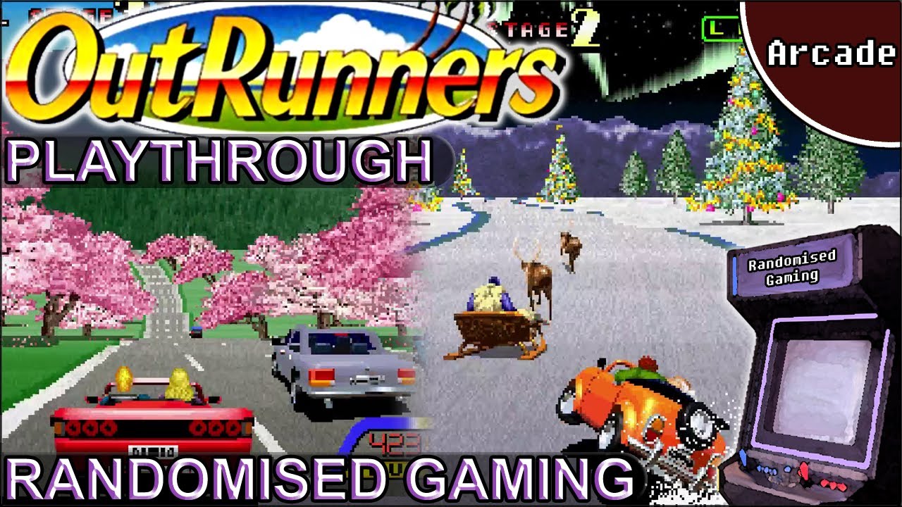 Out Runners - Arcade - Playthrough all routes, cars & endings, 2 player race & jingle bells song