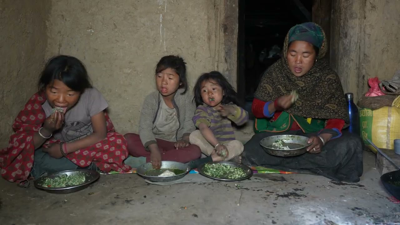 Cooking mustard greens in the village ll village life