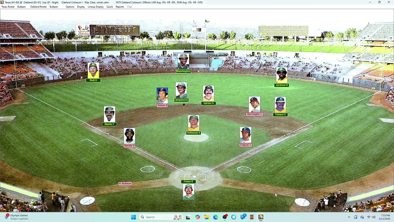 Action PC Baseball 7-30-75 Texas at Oakland