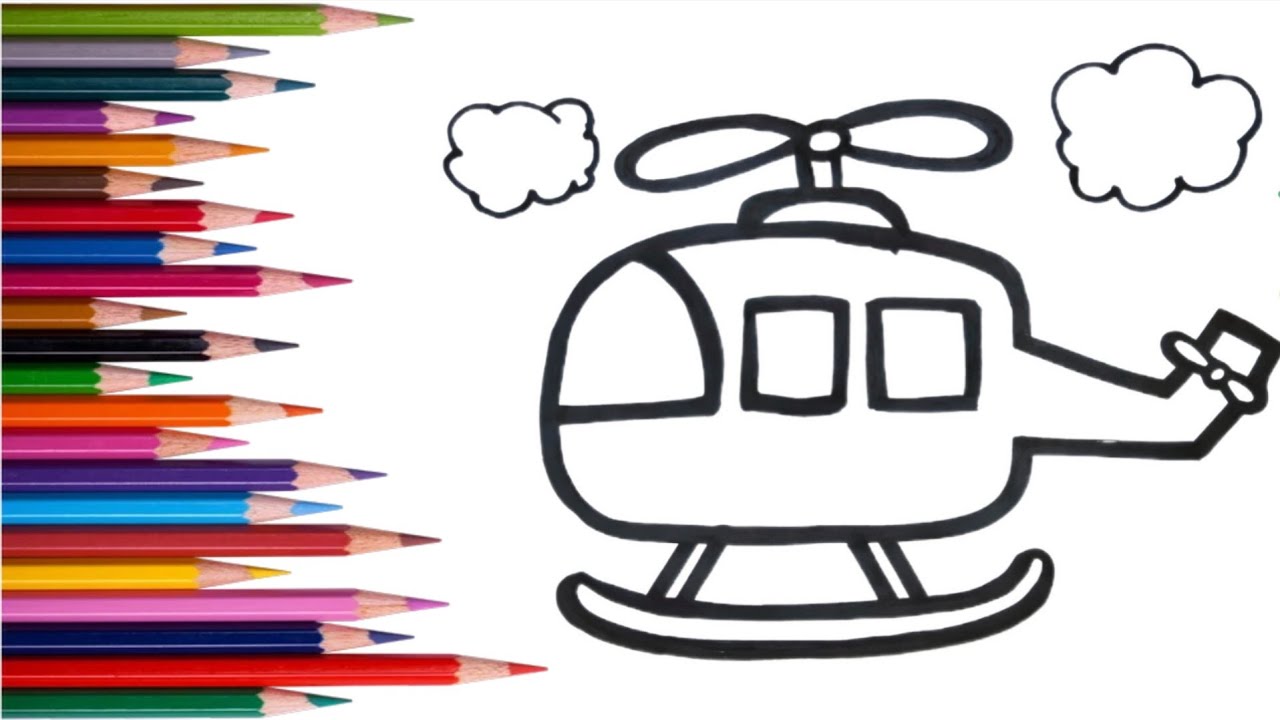 How to Draw a Cute Helicopter 🚁 | Kids Drawing & Coloring Video
