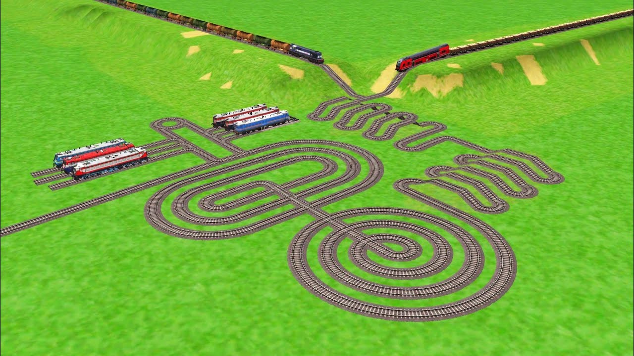 IMPOSSIBLE TRAINS RUNNING AT ROUND CIRCLE RAILROAD TRACKS ZIG ZAG TRACKS RAILROAD RAILWORK BEANG 