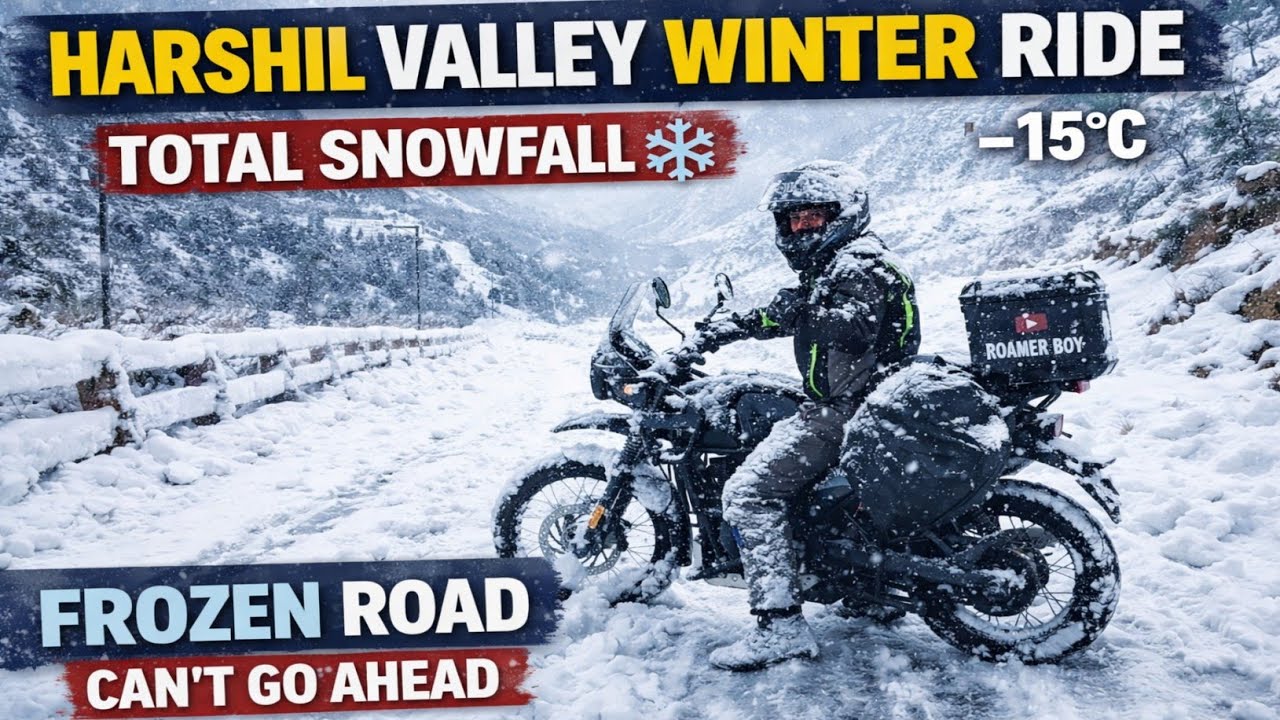 Harshil Valley Winter Bike Ride Failed | Heavy Snowfall | Reached Only Sukhi Top