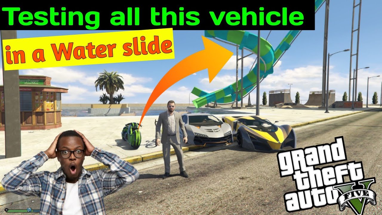 | TESTING ALL VEHICALS IN A WATER SLIDE | #gamingvideos #gta5 #michael