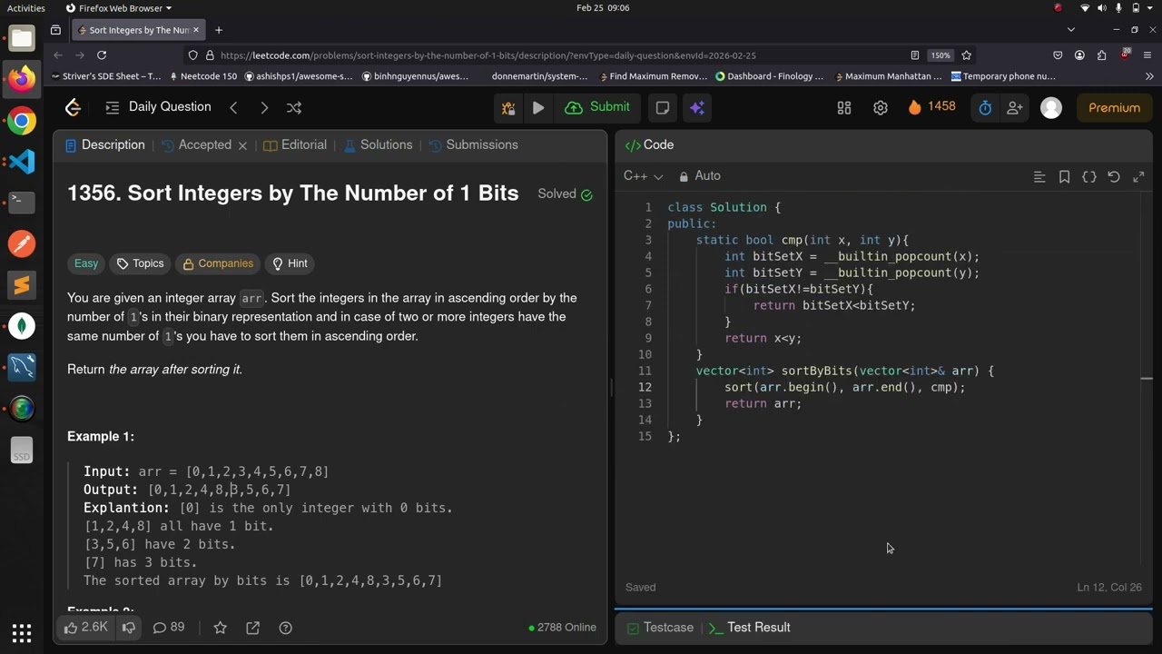 Leetcode 1356 | Sort Integers by The Number of 1 Bits