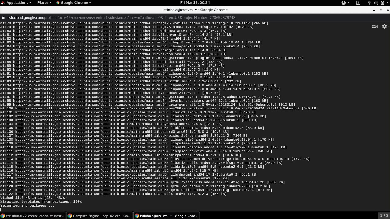 Code Ready Containers on a remote VM - Ubuntu 18.04