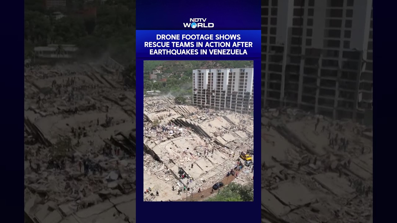Venezuela Earthquake | Drone Footage Shows Rescue Teams In Action After Earthquakes In Venezuela