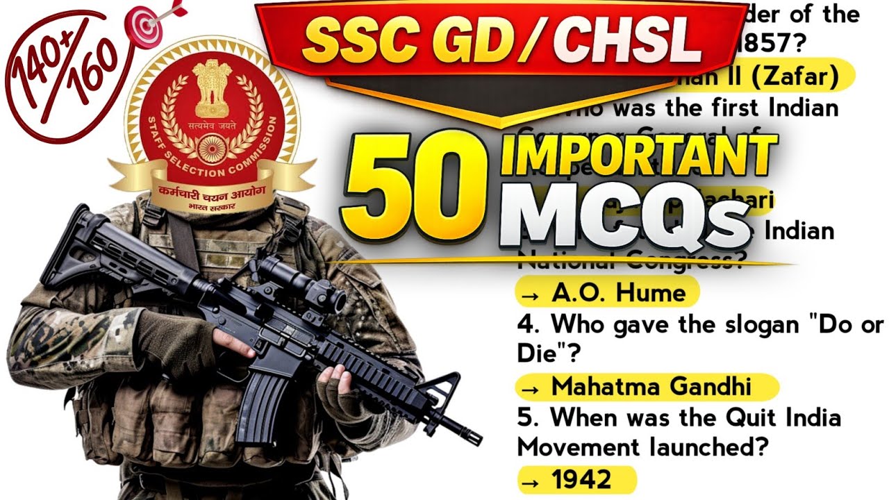 Top 50 Exam Oriented questions || SSC GD JKP constable Delhi police || previous year questions