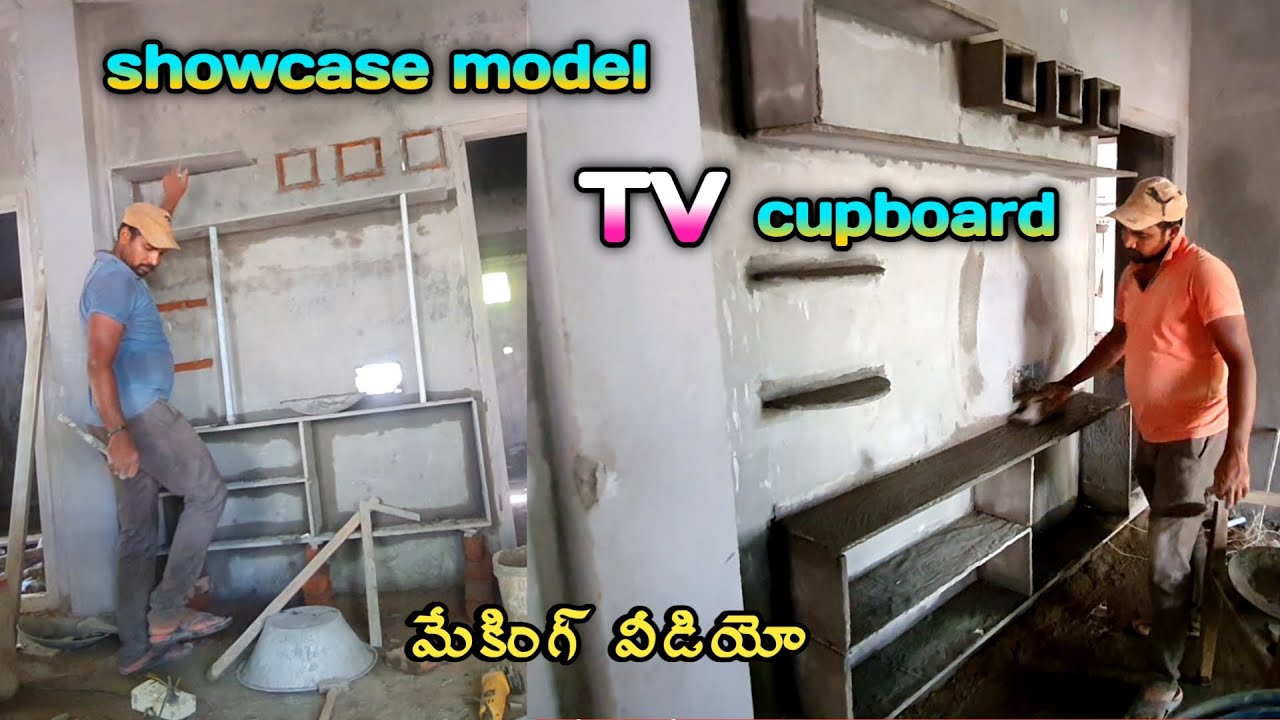 Showcase model tv cupboard latest design - TV cement almira making ideas