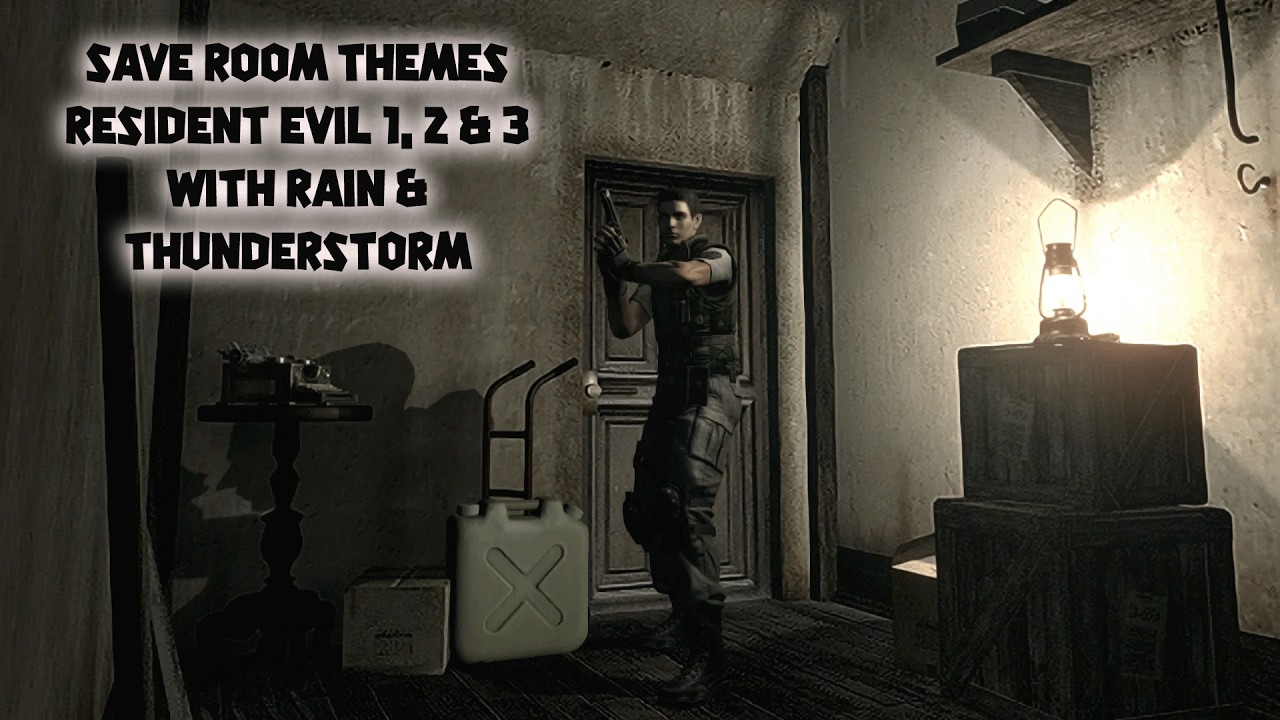 Save Room Themes Resident Evil 1, 2 & 3 with Rain & Thunderstorm Ambience