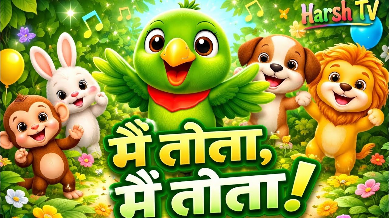 मैं तोता मैं तोता 🦜 | Hindi Kids Song | Nursery Rhymes for Kids | Harsh TV