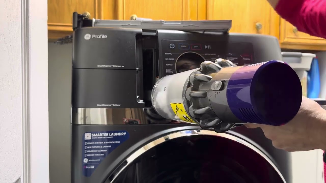 GE Profile All In One Washer Dryer Combo How to Clean Vacuum Lint Trap Filter PFQ97HSPVDS