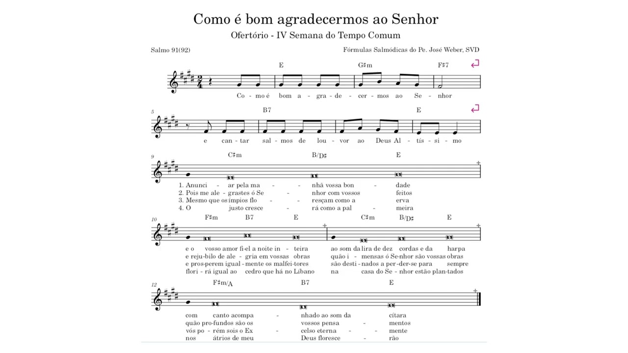 Como é bom agradecermos ao Senhor Ofertório IV Semana Tempo Comum Salmo 91(92)
