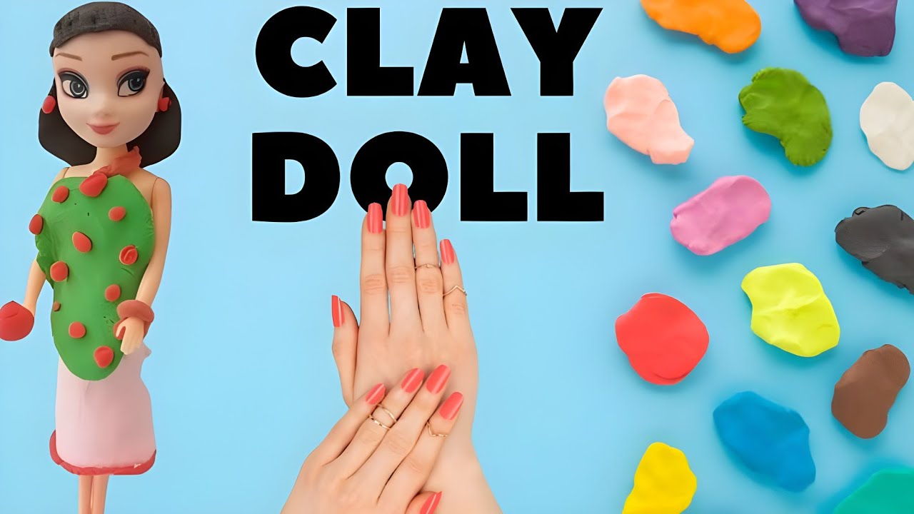 Try This Colourfull Doll Dress with Clay// How To Make Dolls Clothes With Clay Waooooo