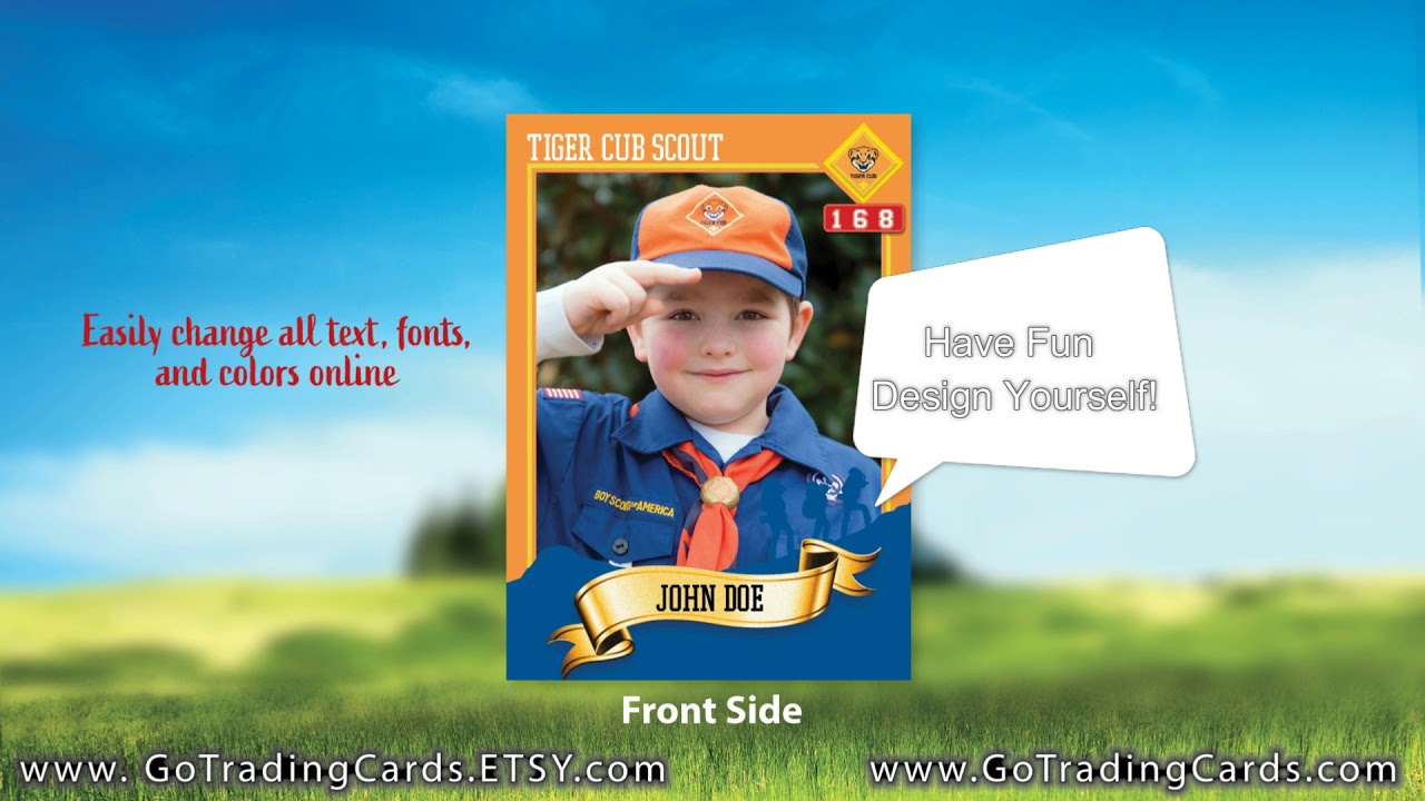Making a Great Trading Card for Cub Boy Scouts at ETSY with CORJL Template! Custom Trading Cards.