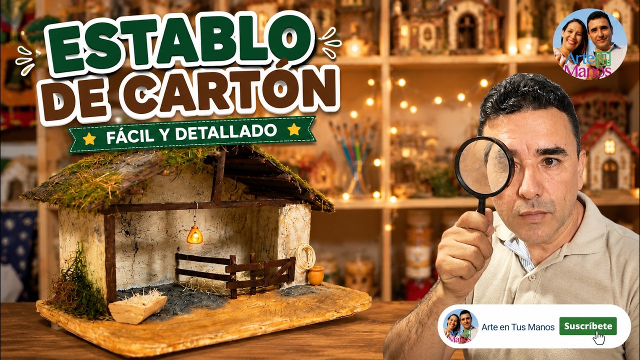 🔴Cómo Hacer Un ESTABLO EN CARTÓN Para PESEBRES, BELENES Con Arte en Tus Manos