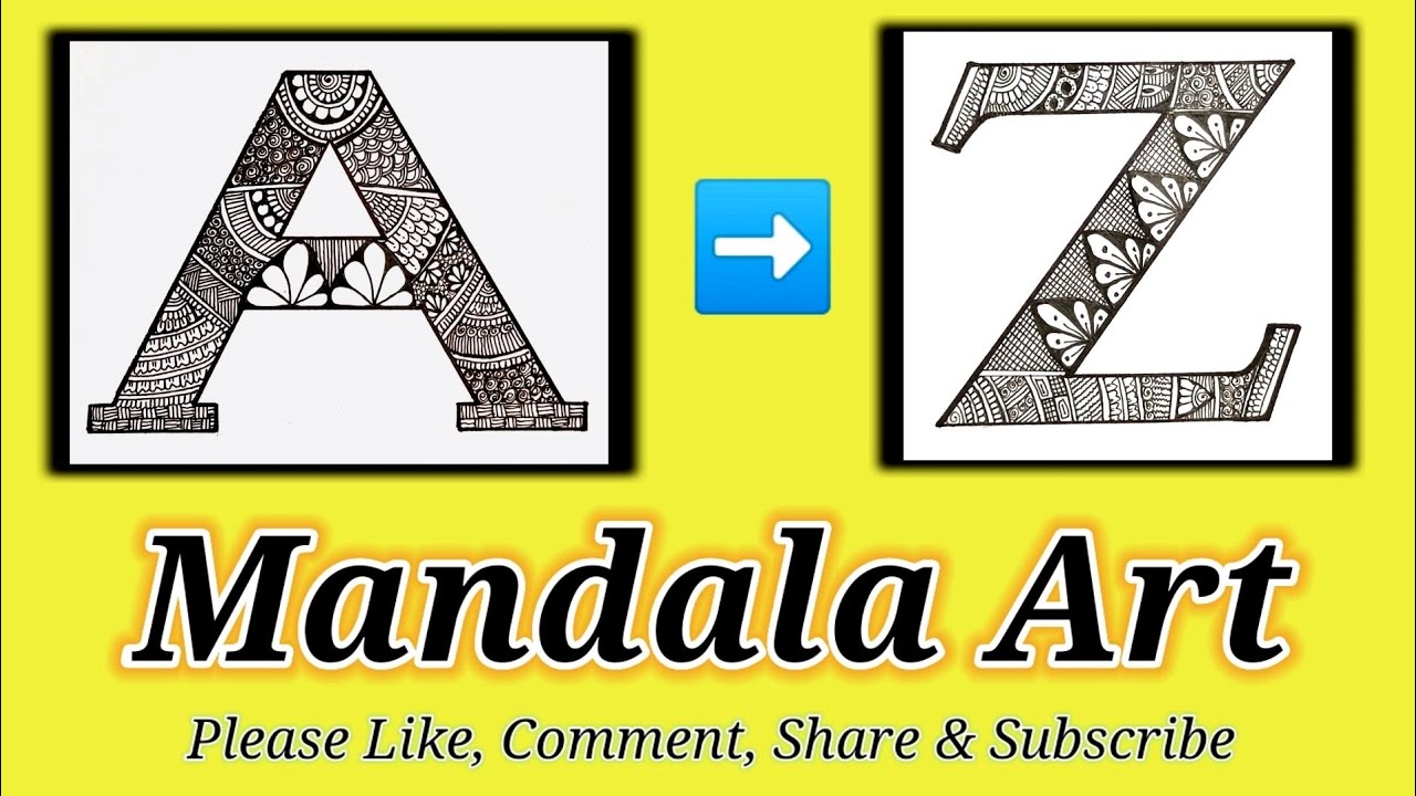 Alphabets A to Z Mandala Art |Mandala Drawing for Beginners
