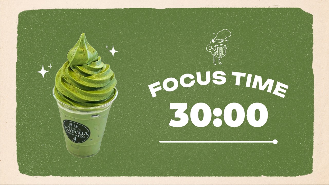 🍦 Study with Me |  Matcha Latte Ice Cream  | 30/10 Timer | Chill Lo-fi 🎶 | 4 Hour Focus Session