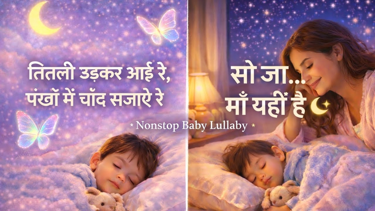 Hindi Lullaby for Babies | तितली उड़कर आई रे + सो जा माँ यहीं है #lullabyhindi