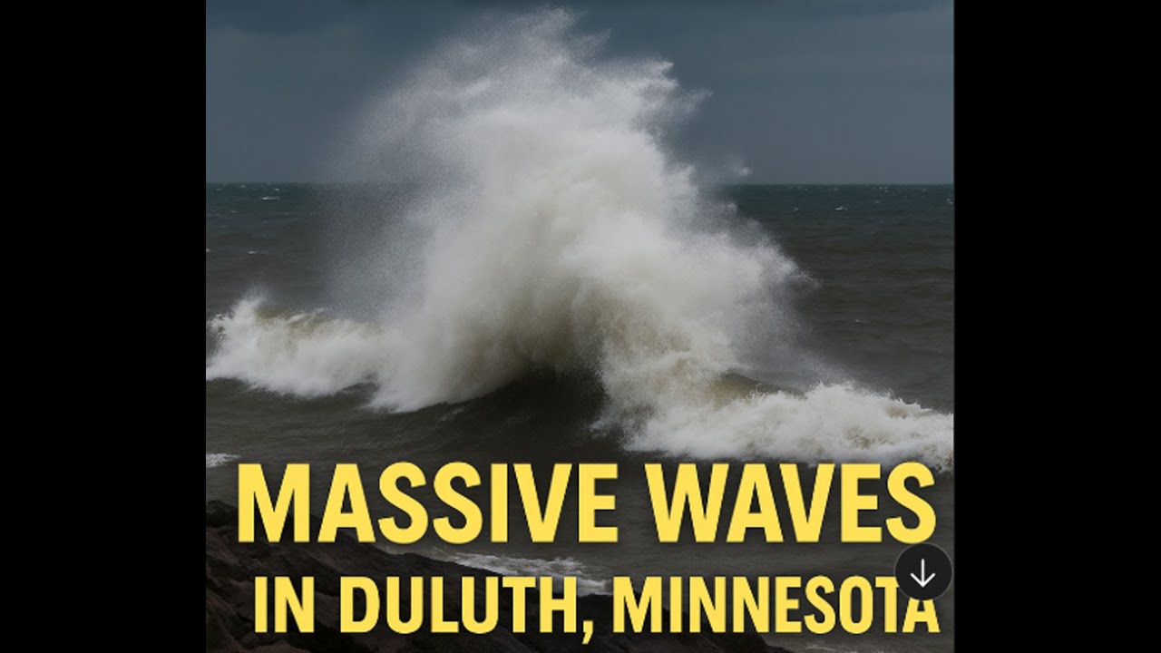 Canal Park Duluth Minnesota - Gale Force Winds Generate Large Waves