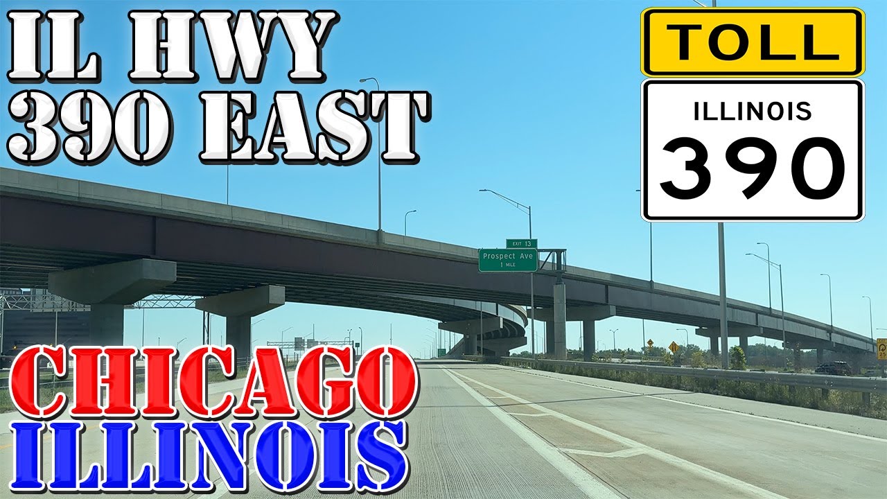 IL 390 East - Chicago Suburbs - Illinois - 4K Highway Drive