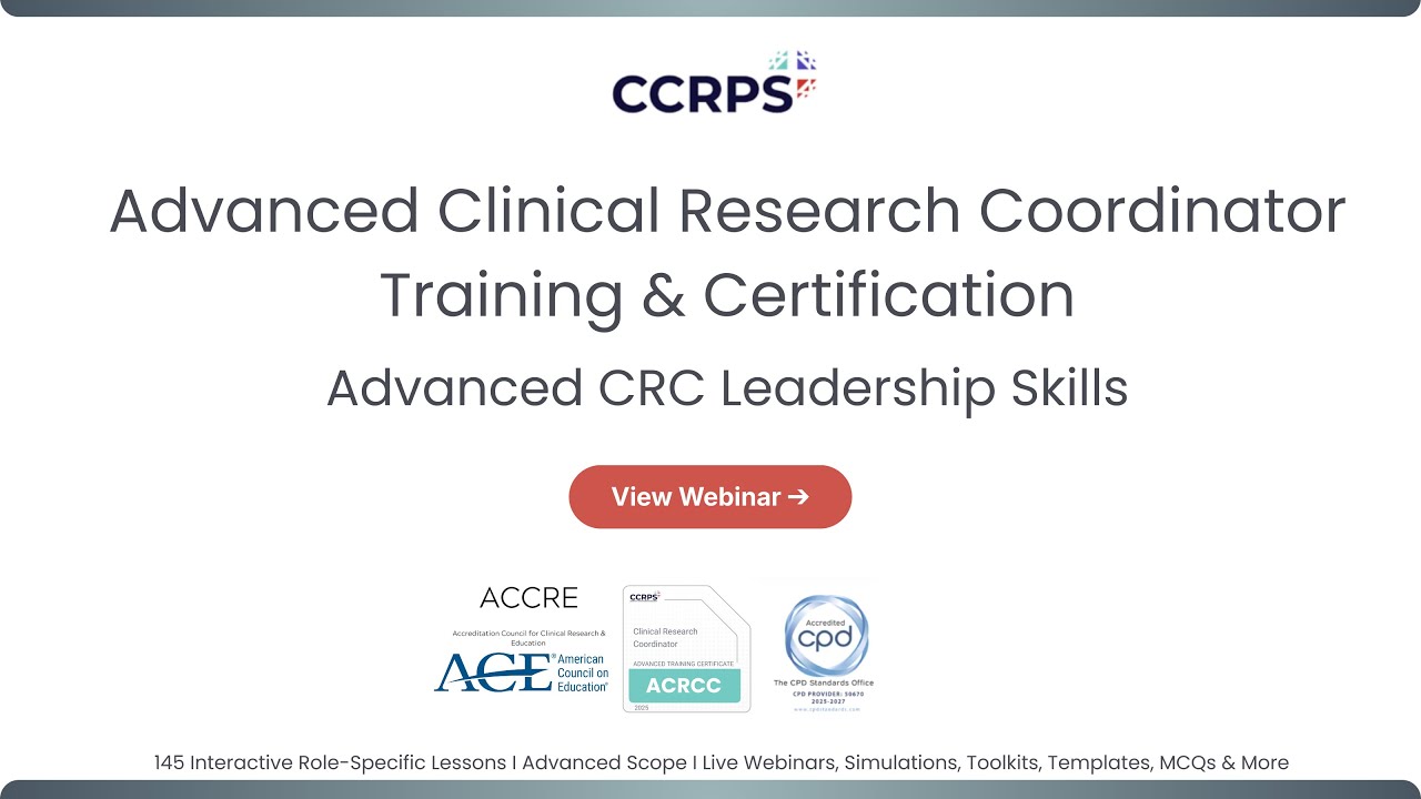Advanced Leadership Skills for Clinical Research Coordinators | ACRCC by CCRPS