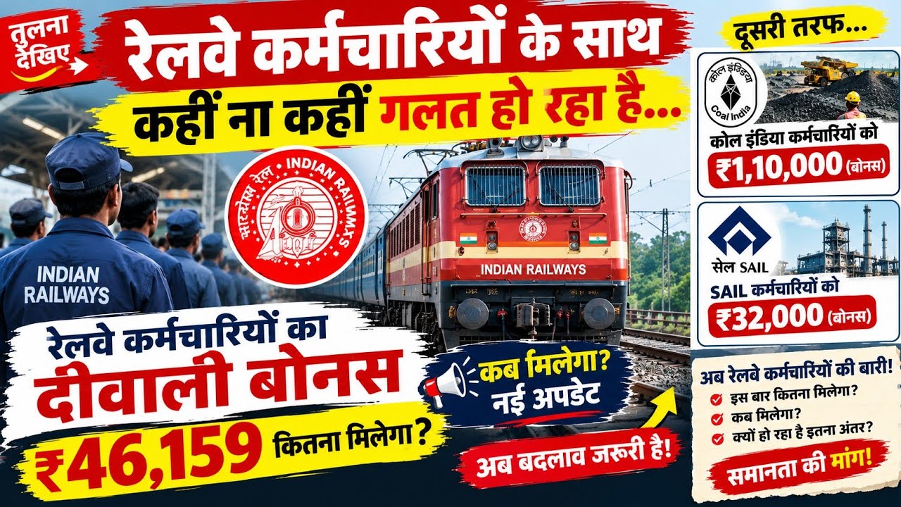 Railway Diwali Bonus 🎉 Essential Video! Why You Won't Get ₹46,159 Railway Employee Diwali Bonus N...