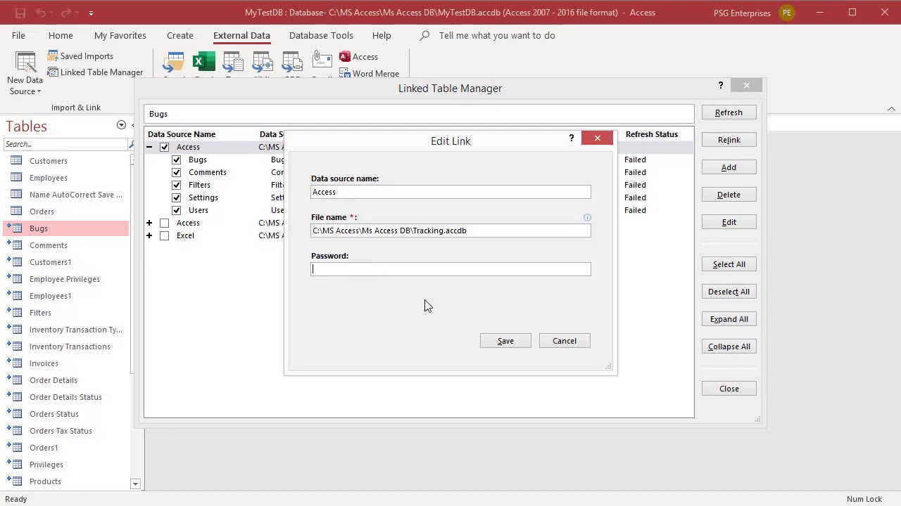 How to Edit Data Source of Linked table in MS Access - Office 365