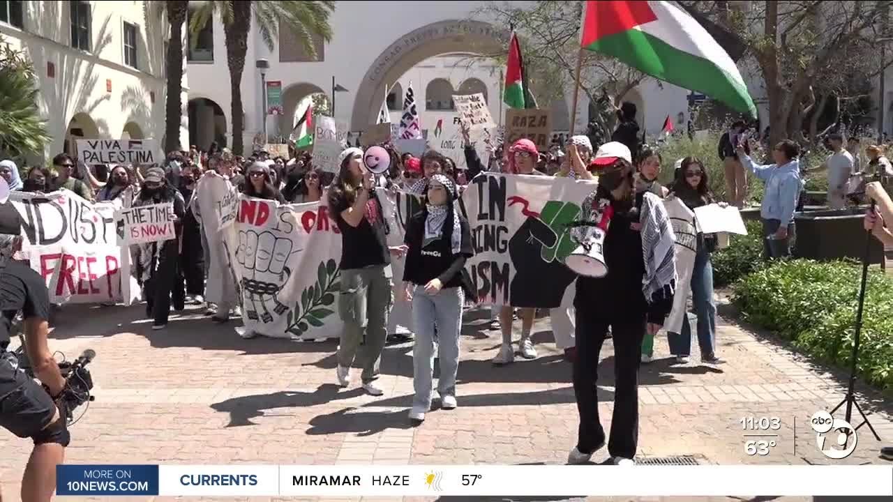 Large pro-Palestine student walkout held on SDSU campus