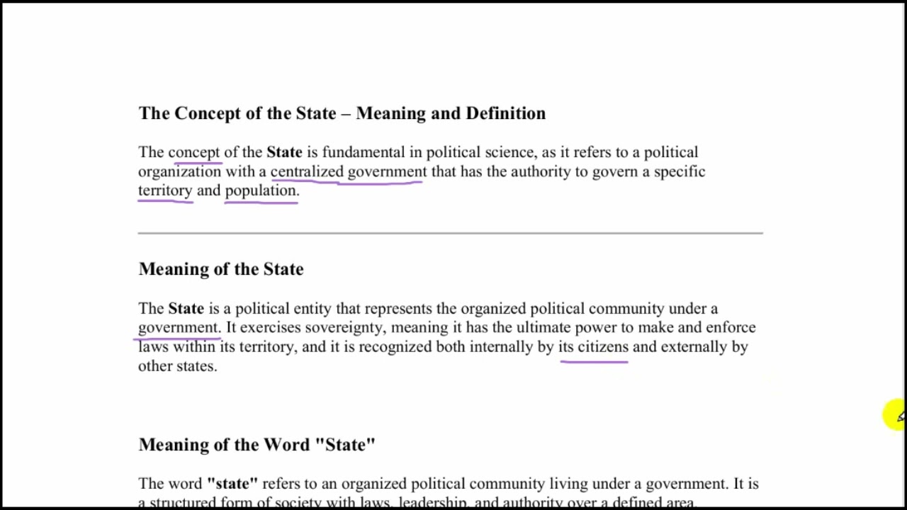 PS 1.1.1 The Concept of the State - Meaning and Definition - Political Science