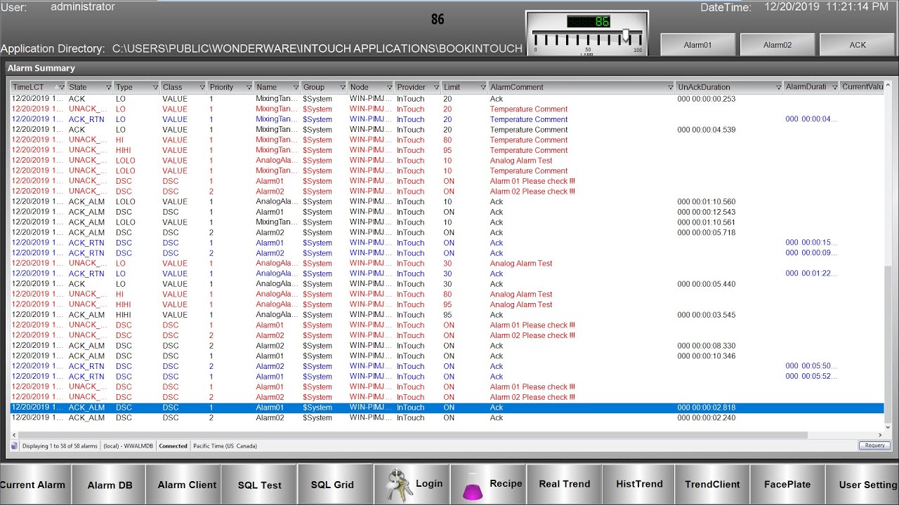 Intouch Wonderware Alarm and Event