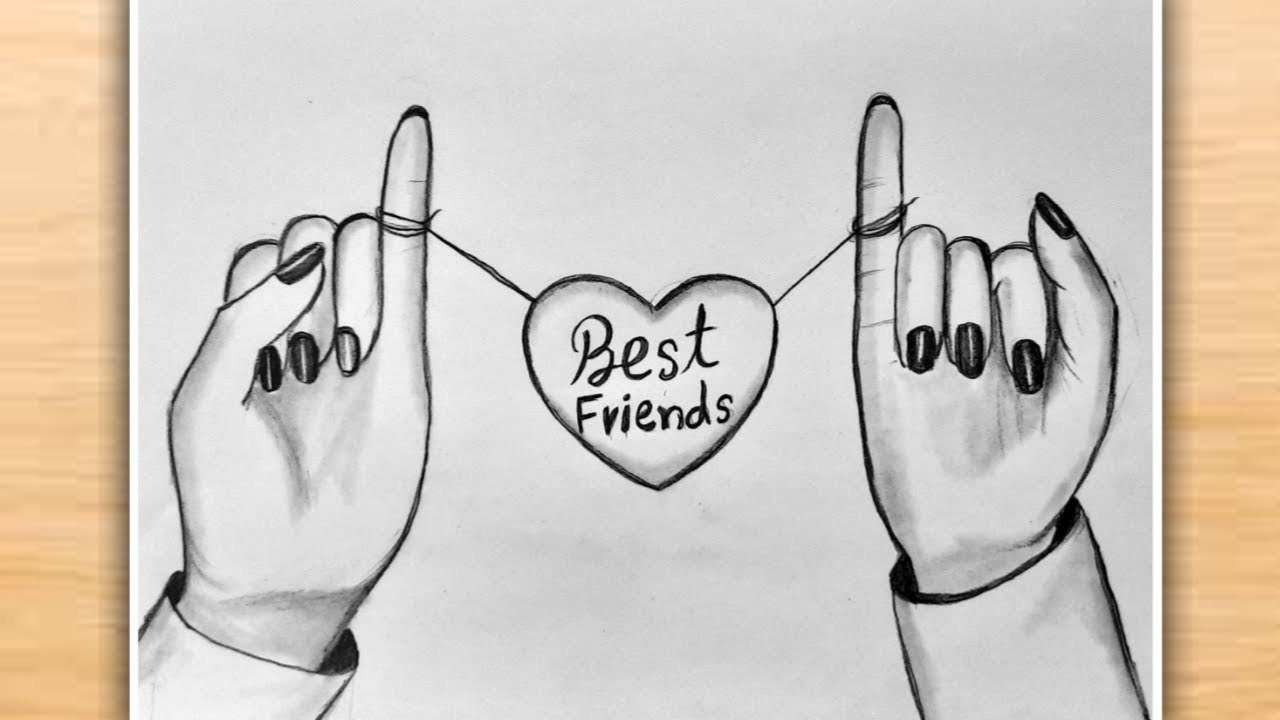 BFF Drawings Easy Step by Step | Pencil Sketch Drawing | Pencil Drawing | Friendship Day Drawing