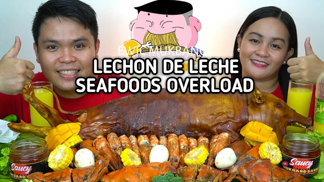 LECHON DE LECHE with SEAFOODS OVERLOAD Mukbang Dip in SAUCY - Mukbang Sauce  / Collab  W/ @jigstve