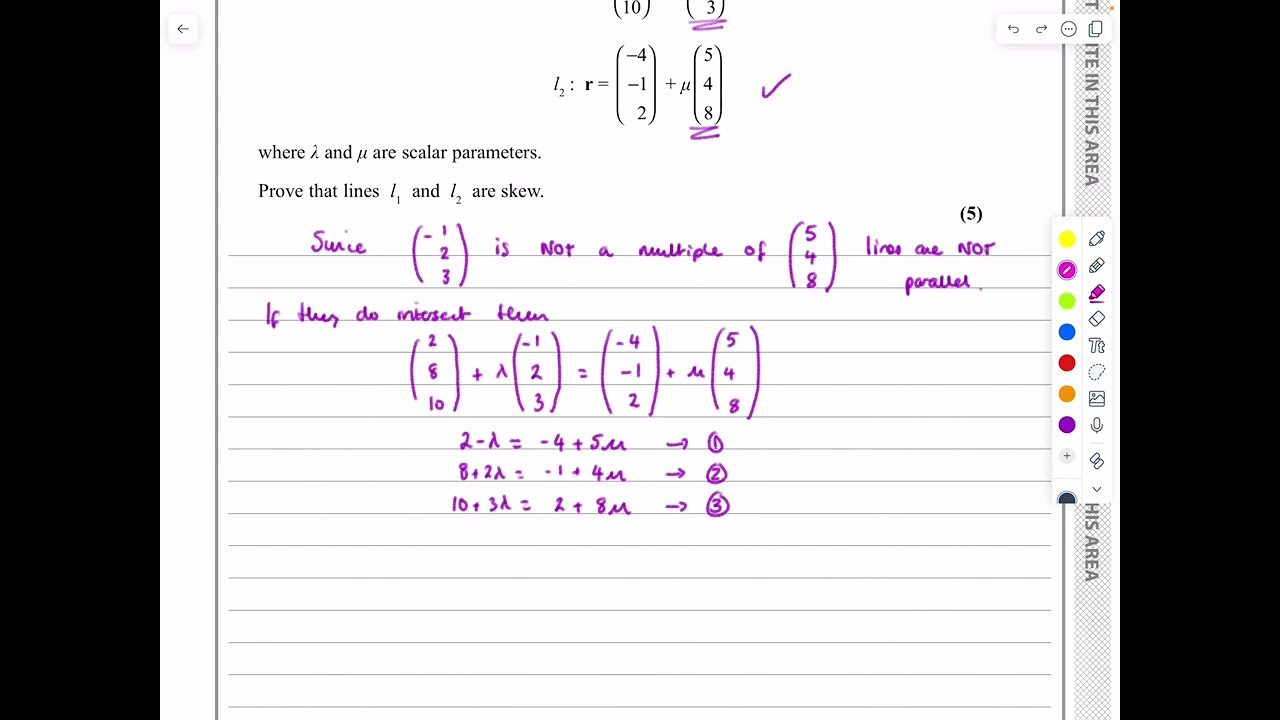 IAL, Edexcel, Oct 2022, P4, Q9, Vectors in 3D, Points of Intersection,  Pure, Nick Peters, WMA14/01