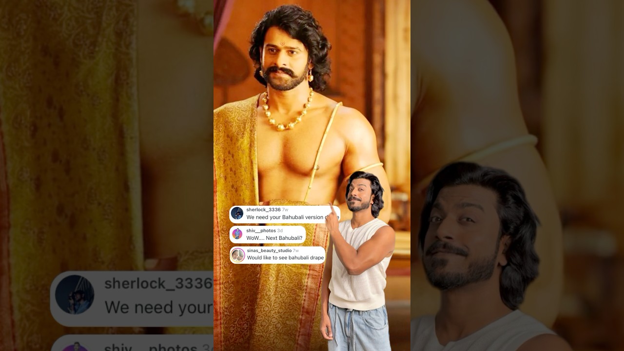 Baahubali’s masculine look with a saree! 🤩 #baahubali #saree #dhoti #draping