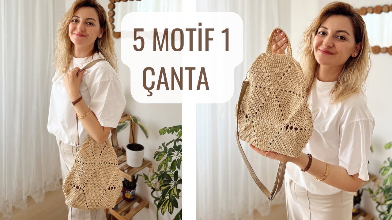 ALTIGEN ÇANTA YAPIMI 🌸 5 MOTİF 1 ÇANTA #crochet