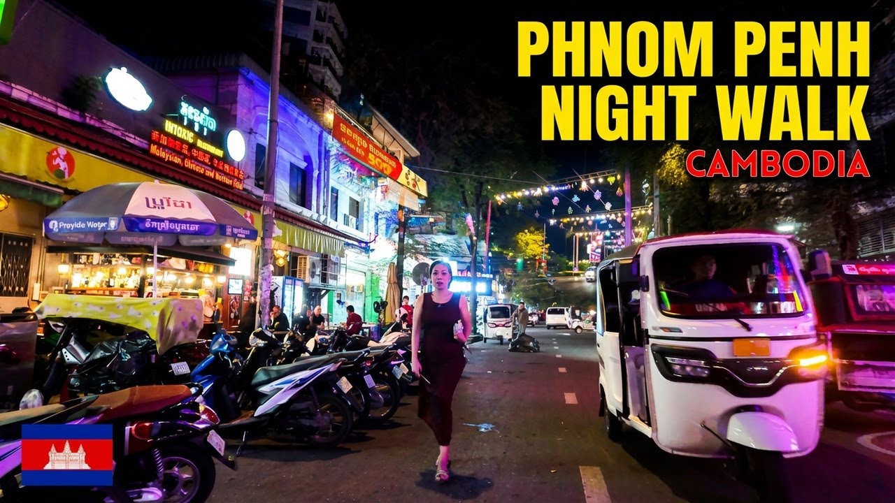 🇰🇭 Phnom Penh Night Walk 4K | Old Town Streets & Night Market Vibes