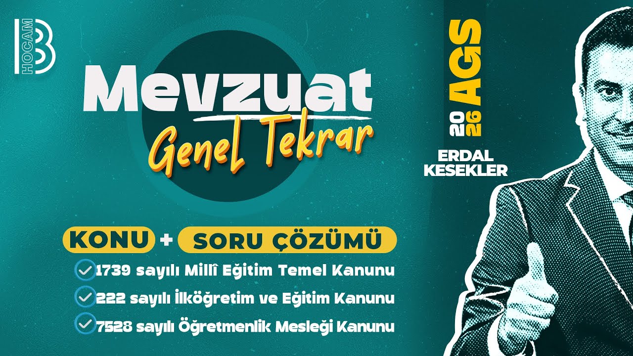 MEB-AGS / Mevzuat - Tek Videoda Genel Tekrar - ''Konular, Püf Noktalar, Taktikler!" - Erdal KESEKLER