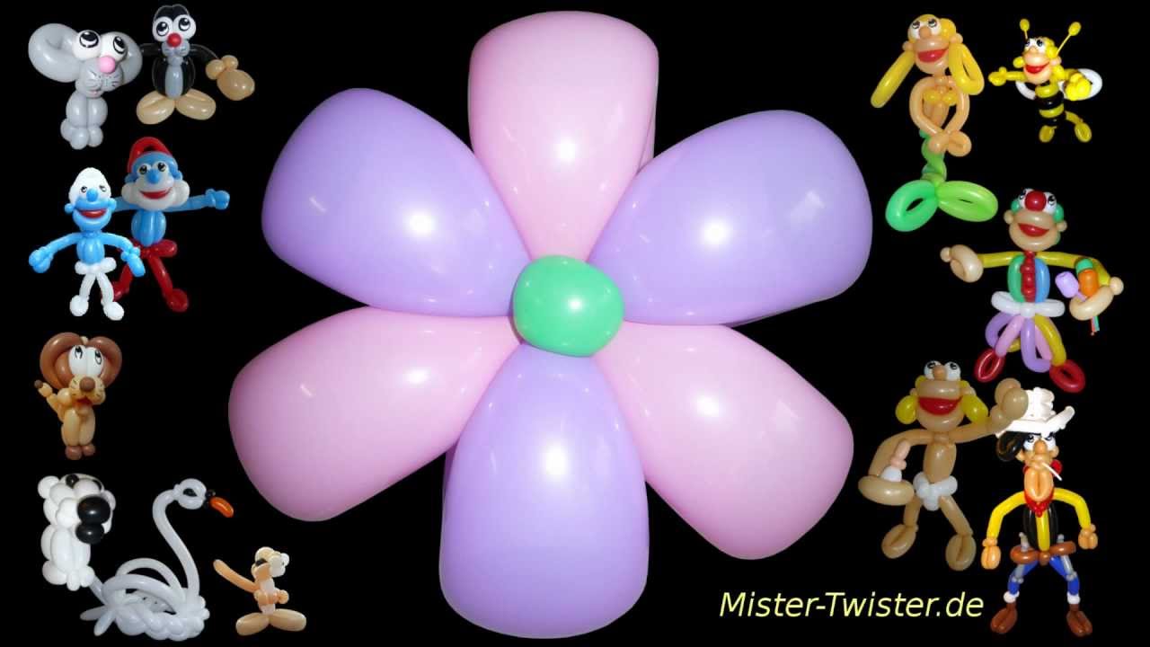 Balloon Flower colorful, Ballon Blume bunt, Modellierballon Ballonfiguren