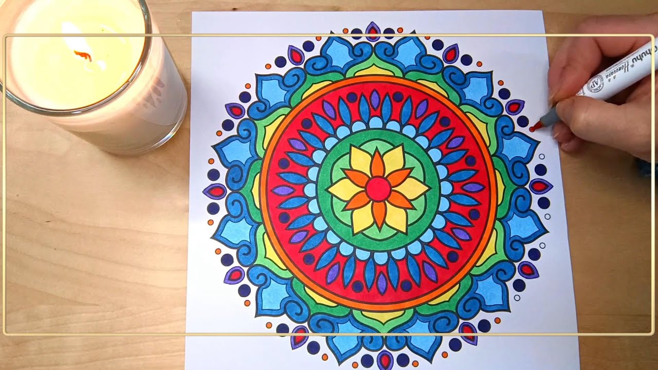 🌈 Relaxing Rainbow Mandala Coloring | Video for Stress Relief #mandala #coloriage