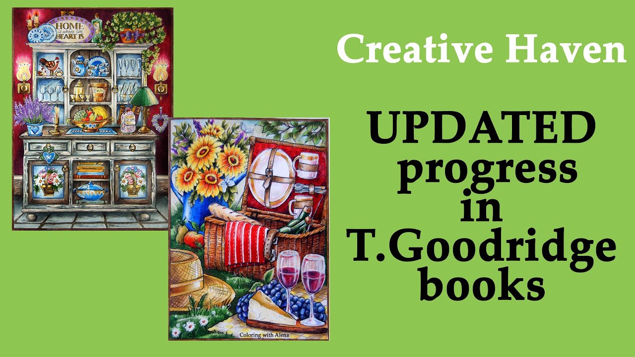 My progress in T.Goodridge Creative Haven books during last 6 months #coloring #adultcoloring