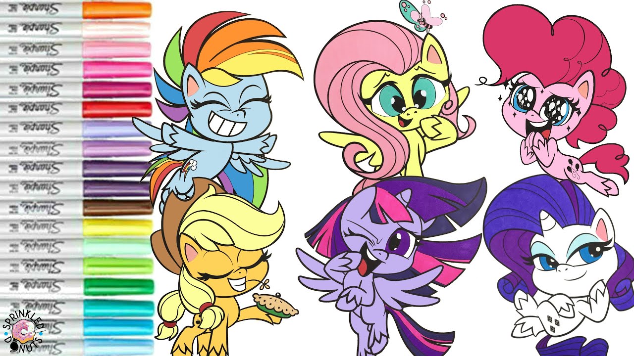 My Little Pony Coloring Book Compilation Mane 6 Rarity Fluttershy Applejack Rainbow Dash Twilight