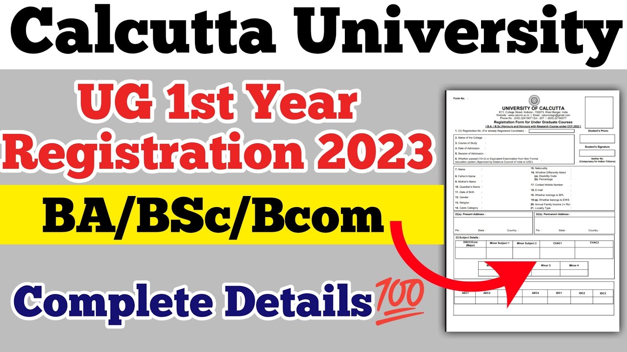 Calcutta University UG 1st Year Admission Registration 2023, UG BA/Bcom/BSc Registration 2023