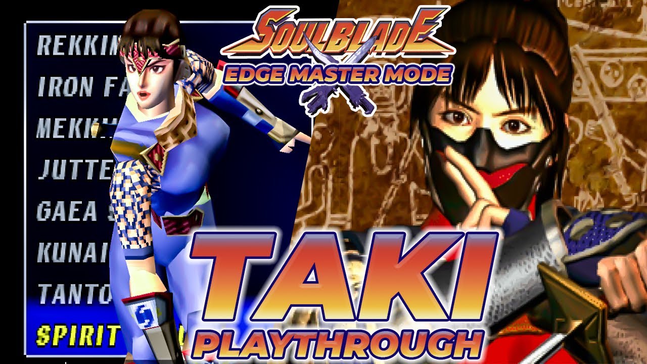SOUL BLADE (PS1) - TAKI EDGE Master Mode Playthrough - Soul Edge